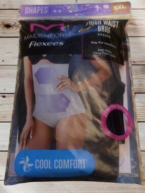 Maidenform - Flexees -3XL - Plus Size - BLACK - Brief High Waist Shapewear